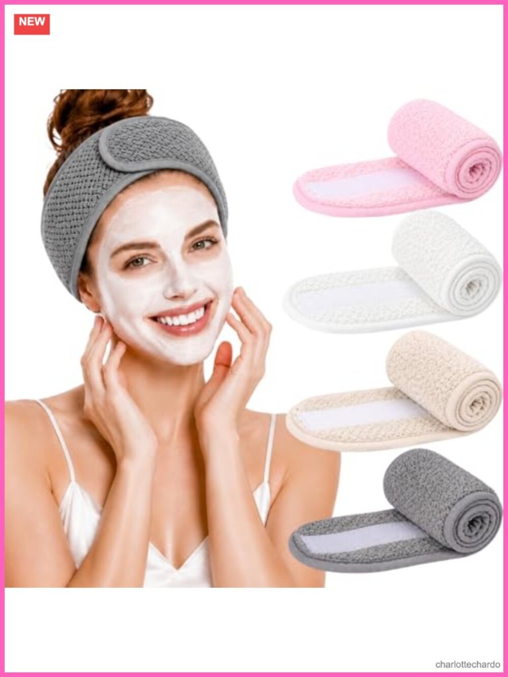 4 Pack Women's Spa Headbands Terry Cloth Adjustable Skincare Makeup
